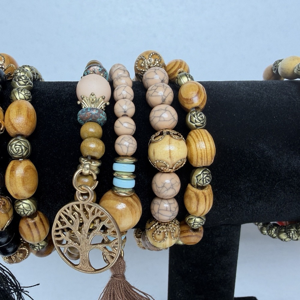 Tree Of Life Bracelets 3 Sets of 4 Each Set Hand Crafted Beautiful Colors Boho - Picture 3 of 9